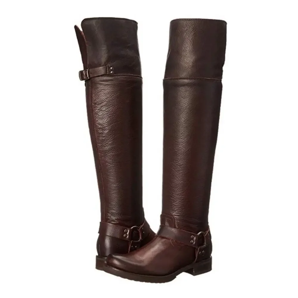 FRYE Veronica over the knee dark brown leather boots- 7